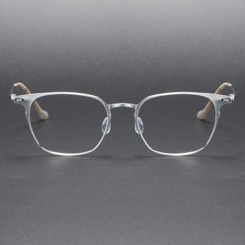 LE1051 Silver Square Titanium Glasses | Ultimate Comfort and Sleek Design