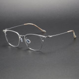 LE1051 Silver Square Titanium Glasses | Ultimate Comfort and Sleek Design