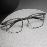 Oversized Eyeglasses LE0261 - Sleek Gunmetal Titanium Browline | Olet Optical