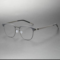 Oversized Eyeglasses LE0261 - Sleek Gunmetal Titanium Browline | Olet Optical Oversized Eyeglasses LE0261 - Sleek Gunmetal Titanium Browline | Olet Optical