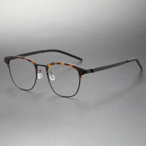 Tortoise Eyeglasses LE0261 | Sleek Black Browline Titanium Frames Tortoise Eyeglasses LE0261 | Sleek Black Browline Titanium Frames