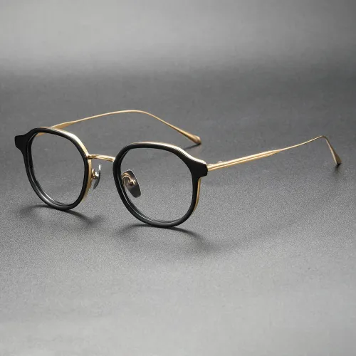 Black & Gold Frame Glasses LE0490 - Stylish Geometric Design for Men and Women