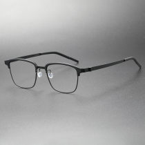 Black Frames Glasses LE0258 - Titanium Browline, Screwless & Durable