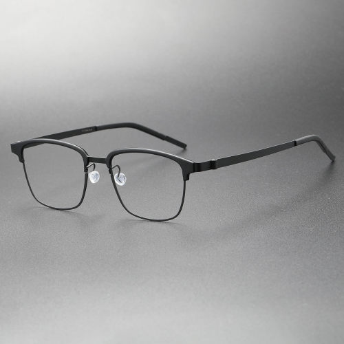 Black Frames Glasses LE0258 - Titanium Browline, Screwless & Durable