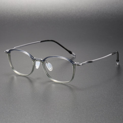 Stylish Glasses for Women LE0201 - Grey & Green Dual-Tone Oval Design