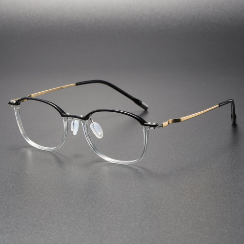 Black Clear Glasses LE0201 - Chic Black & Clear Oval Plastic Design
