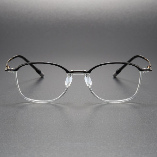 Black Clear Glasses LE0201 - Chic Black & Clear Oval Plastic Design