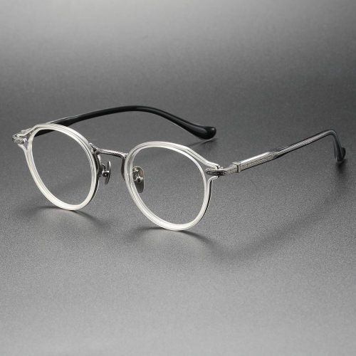 Glasses with Clear Frames LE0279 - Elegant Clear & Gunmetal Round Design
