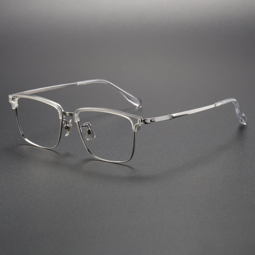 Clear & Silver Square Glasses LE0346 - Elegant & Hypoallergenic Design