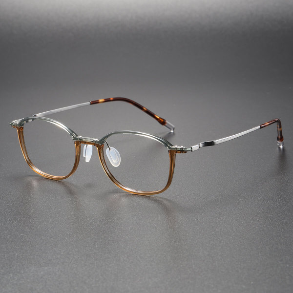 Oval Eyeglass Frames LE0201 - Stylish Green & Brown Plastic Design