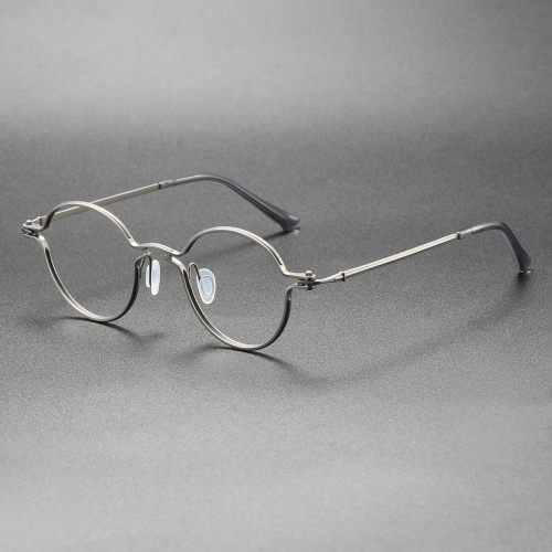 Oversized Round Glasses LE0462 Gunmetal - Sleek Titanium Lightweight Design