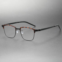 Titanium Eyeglass Frames LE0258 - TortoiseShell & Black, Stylish Unisex Design