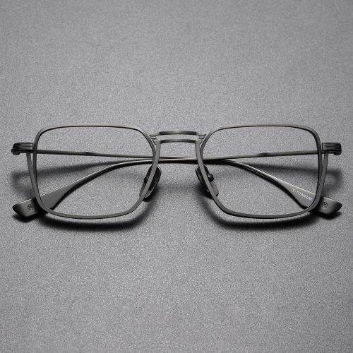 Large Square Glasses LE0305 - Gunmetal Titanium Frames, Sleek & Hypoallergenic