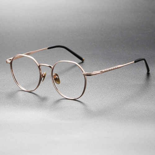 Rose Gold Glasses Frames LE0421 - Elegant Titanium Round Design, Unisex