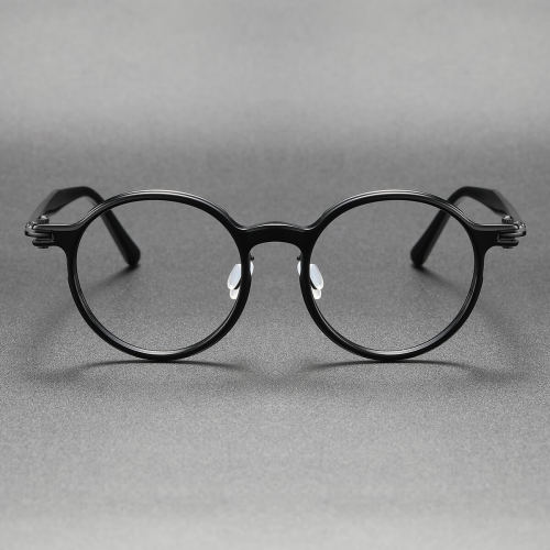 Black Round Glasses LE0457 - Sleek Acetate Design, Hypoallergenic & Durable