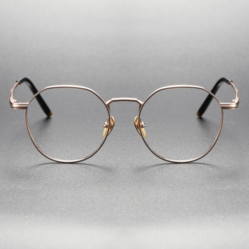 Rose Gold Glasses Frames LE0421 - Elegant Titanium Round Design, Unisex