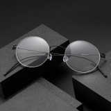 Small Glasses LE0292 - Black Titanium Round Frames, Ultra-Light & Hypoallergenic