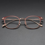 Red Eyeglass Frames LE1044 - Elegant Red & Rose Gold, Lightweight Titanium