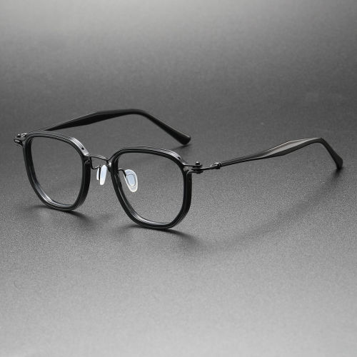 Extra Large Glasses Frames LE0451 - Black Round Acetate, Hypoallergenic & Stylish