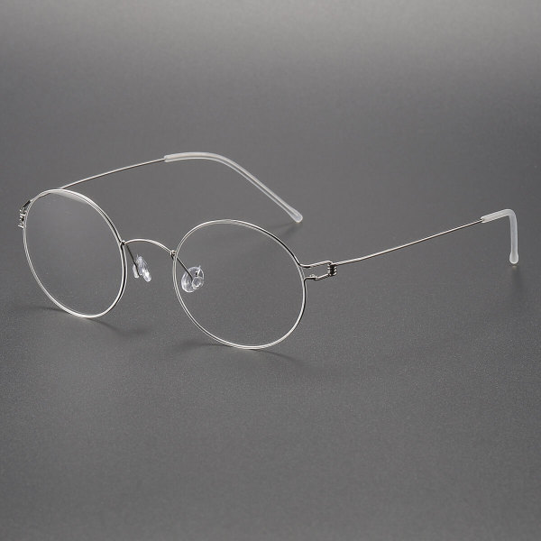 Silver Eyeglass Frames LE0292 - Ultra-Light Round Titanium, Hypoallergenic