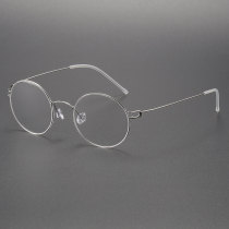 Silver Eyeglass Frames LE0292 - Ultra-Light Round Titanium, Hypoallergenic Silver Eyeglass Frames LE0292 - Ultra-Light Round Titanium, Hypoallergenic