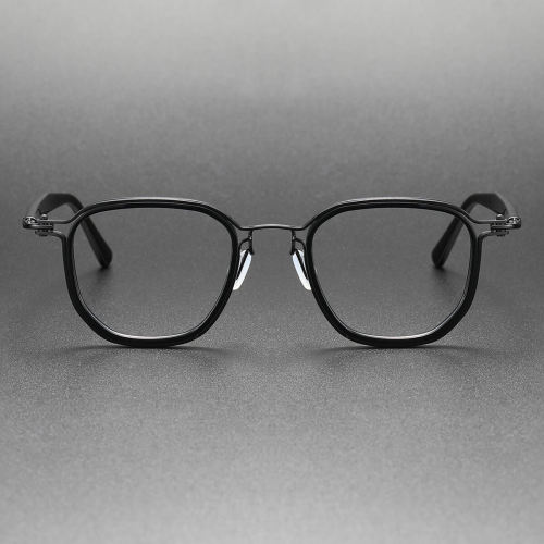 Extra Large Glasses Frames LE0451 - Black Round Acetate, Hypoallergenic & Stylish