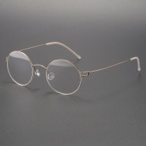 Gold Framed Glasses LE0292 - Sleek Round Titanium Design, Hypoallergenic Gold Framed Glasses LE0292 - Sleek Round Titanium Design, Hypoallergenic