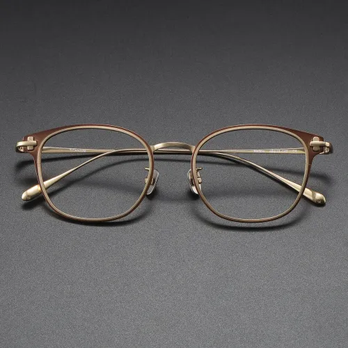 Oval Glasses Frames LE1044 - Classic Brown & Elegant Gold, Titanium Design