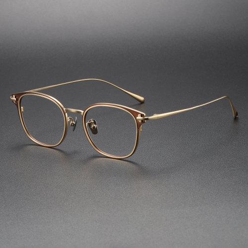 Oval Glasses Frames LE1044 - Classic Brown & Elegant Gold, Titanium Design