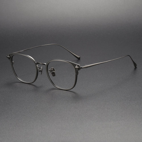 Men's Oval Glasses LE1044 - Gunmetal Titanium Frames, Sleek & Hypoallergenic