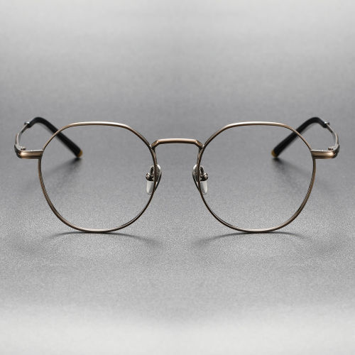 Bronze Eyeglass Frames LE0421 - Elegant Round Titanium Design, Unisex