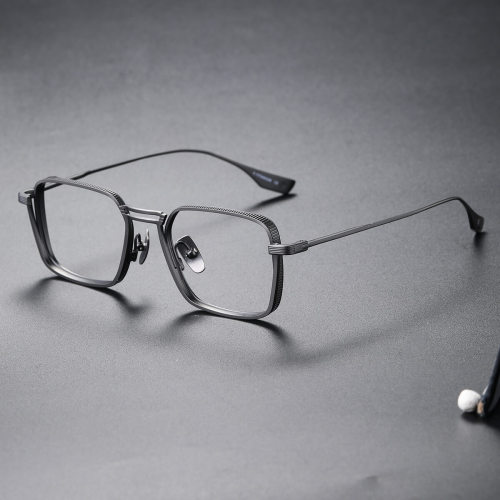 Large Square Glasses LE0305 - Gunmetal Titanium Frames, Sleek & Hypoallergenic