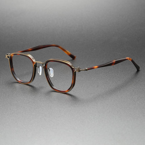 Round Glasses for Men LE0451 - Elegant TortoiseShell & Bronze Detailing