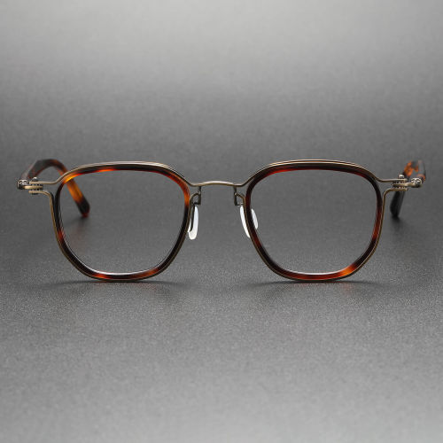 Round Glasses for Men LE0451 - Elegant TortoiseShell & Bronze Detailing