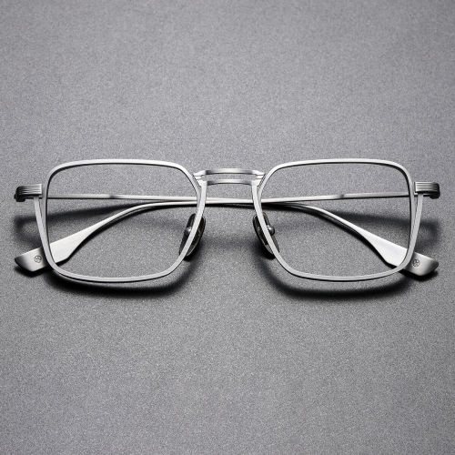 Titanium Reading Glasses LE0305 - Square Silver Frames, Sophisticated & Allergy-Free