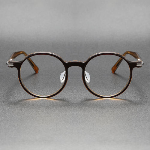 Brown Round Glasses LE0457 - Transparent Brown Acetate, Stylish & Hypoallergenic