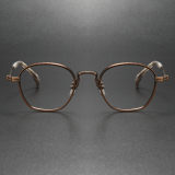 Large Round Glasses LE0150: Elegant Bronze Titanium Frames, Comfort Fit