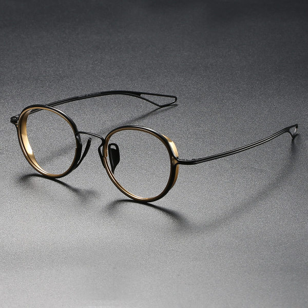 Black Rimmed Glasses LE0317: Elegant Black & Gold Titanium Design