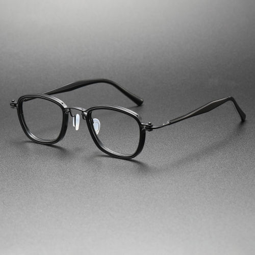 Large Reading Glasses LE0448: Black Acetate & Gunmetal Frame, Progressive Lenses