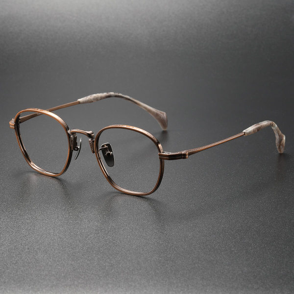 Large Round Glasses LE0150: Elegant Bronze Titanium Frames, Comfort Fit