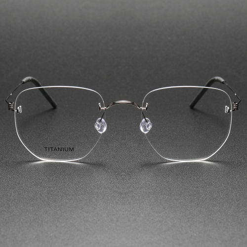 Spectacles Rimless LE0072: Gunmetal Titanium, Sleek and Allergy-Free Design