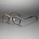 Clear Brown Glasses LE0448: Elegant Brown Acetate with Gunmetal Detailing, Progressive Lenses