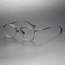 Acetate Glasses Frames LE0414: Transparent Gray & Gunmetal, Sleek and Durable