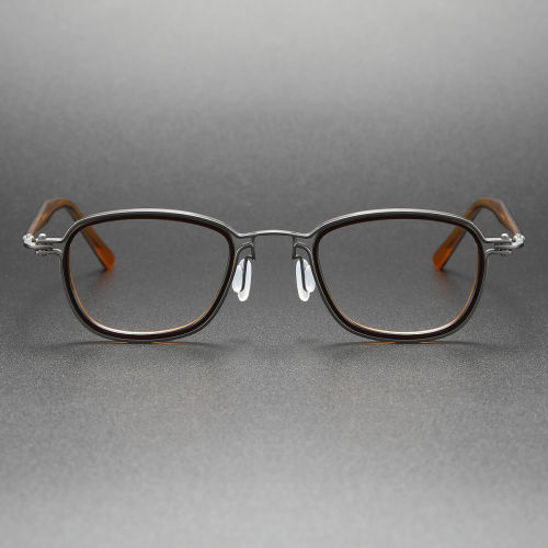 Clear Brown Glasses LE0448: Elegant Brown Acetate with Gunmetal Detailing, Progressive Lenses
