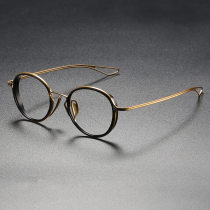 Round Gold Glasses LE0317: Elegant Gold & Black Titanium Frames