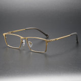 Rectangle Eyeglasses LE0160: Luxurious Gold Titanium, Sleek and Lightweight