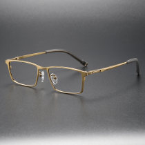 Rectangle Eyeglasses LE0160: Luxurious Gold Titanium, Sleek and Lightweight