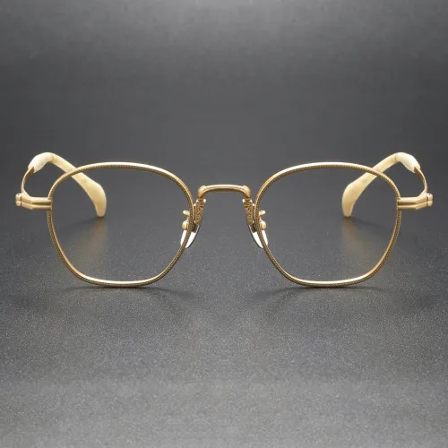 Big Round Glasses LE0150: Luxurious Gold Titanium Frames, Hypoallergenic