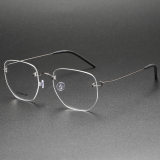 Spectacles Rimless LE0072: Gunmetal Titanium, Sleek and Allergy-Free Design