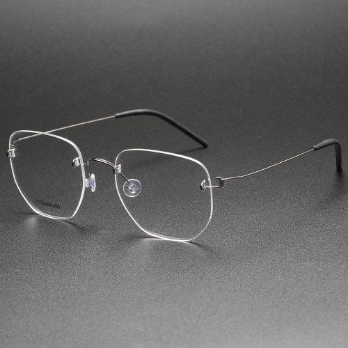 Spectacles Rimless LE0072: Gunmetal Titanium, Sleek and Allergy-Free Design